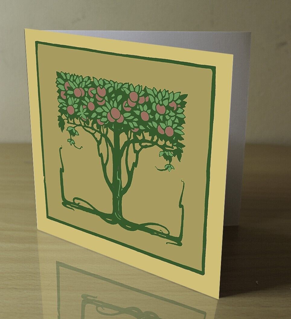 American Arts & Crafts Apple Tree Blank Greeting Card With Envelope