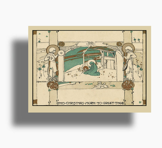 Pack of 5 Art Nouveau / Arts and Crafts Christmas cards based on a design by Scottish artist Jessie M King. (large A5)