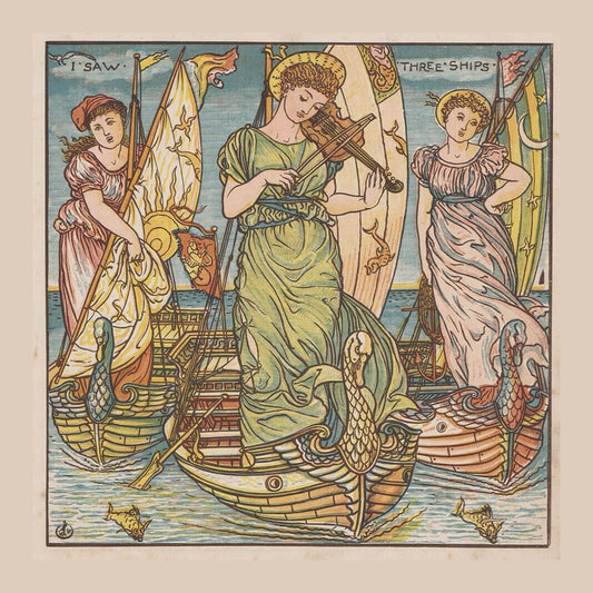 Walter Crane Art Nouveau Arts & Crafts I Saw Three Ships Blank Card